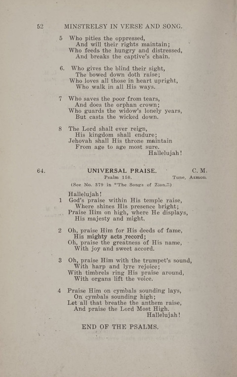 Minstrelsy In Verse and Song: Being a collection of Original Psalms, Hymns and Poems for the Home, covering a period of more than fifty years in their production page 52