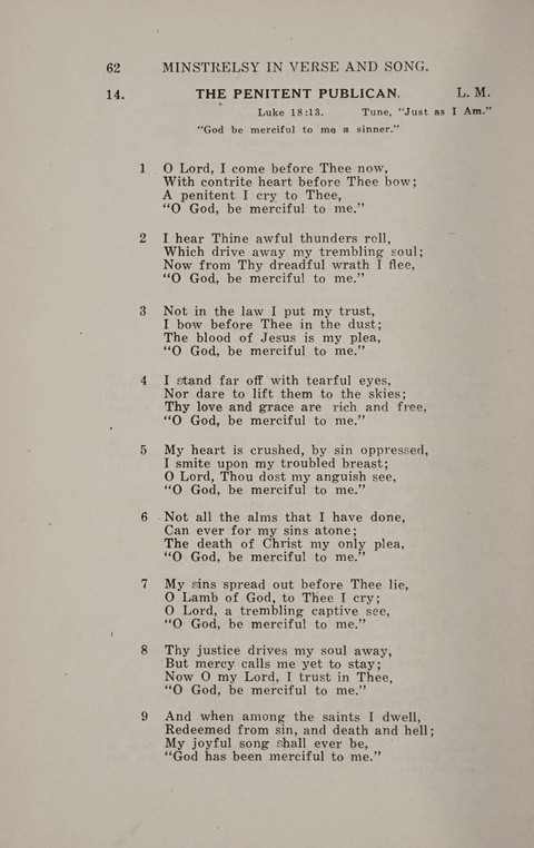 Minstrelsy In Verse and Song: Being a collection of Original Psalms, Hymns and Poems for the Home, covering a period of more than fifty years in their production page 62