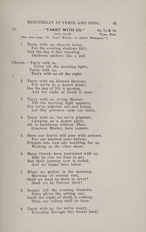 Minstrelsy In Verse and Song: Being a collection of Original Psalms, Hymns and Poems for the Home, covering a period of more than fifty years in their production page 63