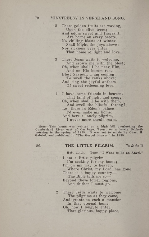 Minstrelsy In Verse and Song: Being a collection of Original Psalms, Hymns and Poems for the Home, covering a period of more than fifty years in their production page 70