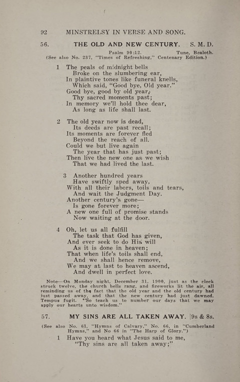 Minstrelsy In Verse and Song: Being a collection of Original Psalms, Hymns and Poems for the Home, covering a period of more than fifty years in their production page 92