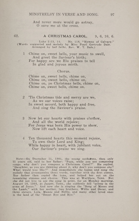 Minstrelsy In Verse and Song: Being a collection of Original Psalms, Hymns and Poems for the Home, covering a period of more than fifty years in their production page 97