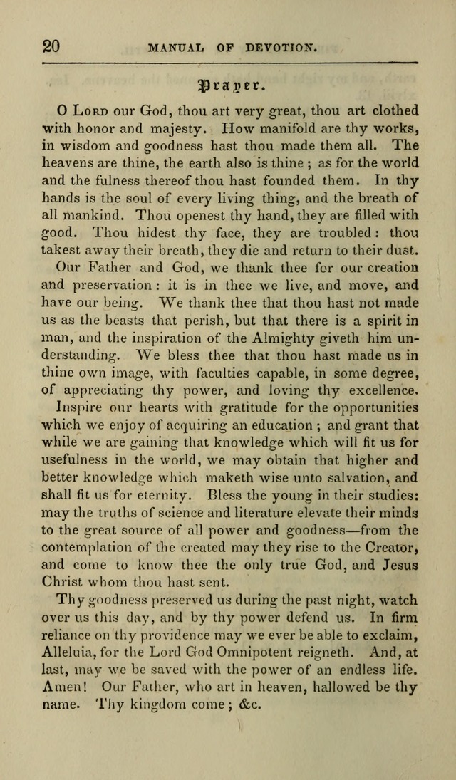 Manual of Devotion: or religious exercises for the morning and evening of each day of the month, for the use of schools and private families page 20