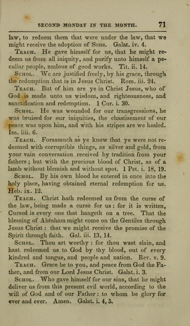 Manual of Devotion: or religious exercises for the morning and evening of each day of the month, for the use of schools and private families page 71