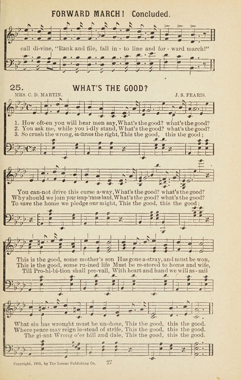 New Anti-Saloon Songs: A Collection of Temperance and Moral Reform Songs Prepared at the Request of The National Anti-Saloon League page 25