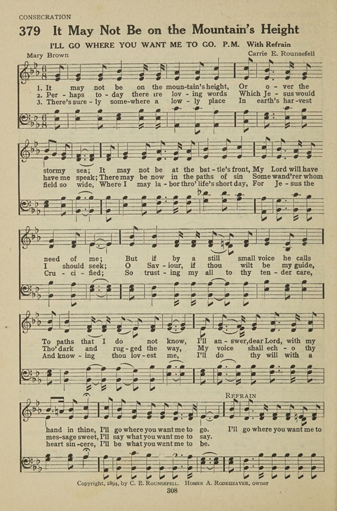 New Baptist Hymnal: containing standard and Gospel hymns and responsive readings page 308