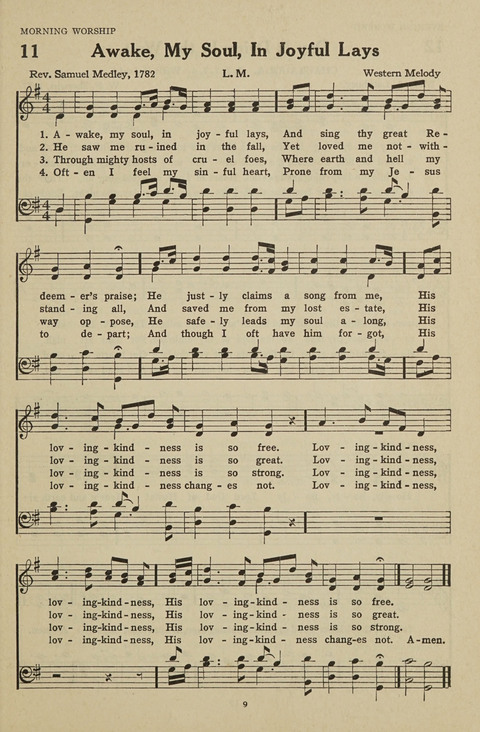 New Baptist Hymnal: containing standard and Gospel hymns and responsive readings page 9