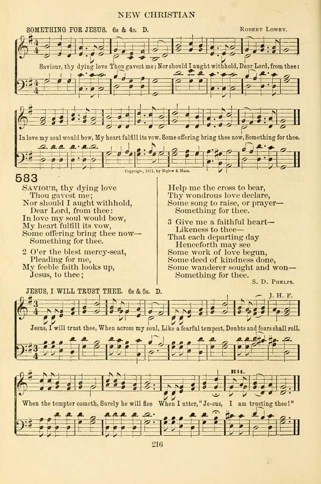 New Christian Hymn and Tune Book page 216