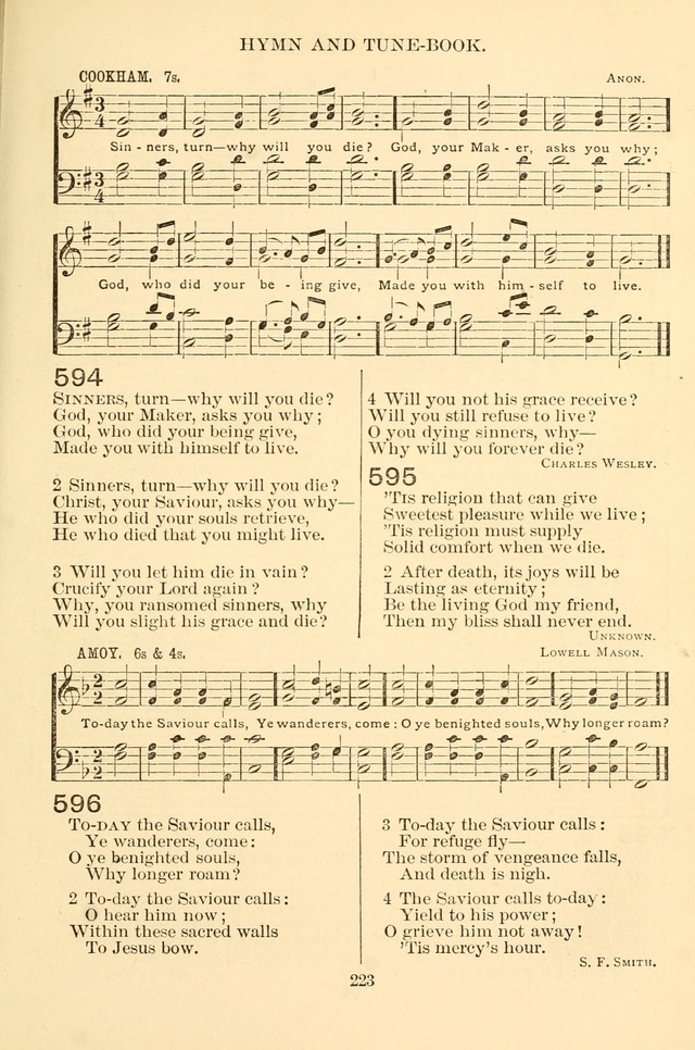 New Christian Hymn and Tune Book page 223