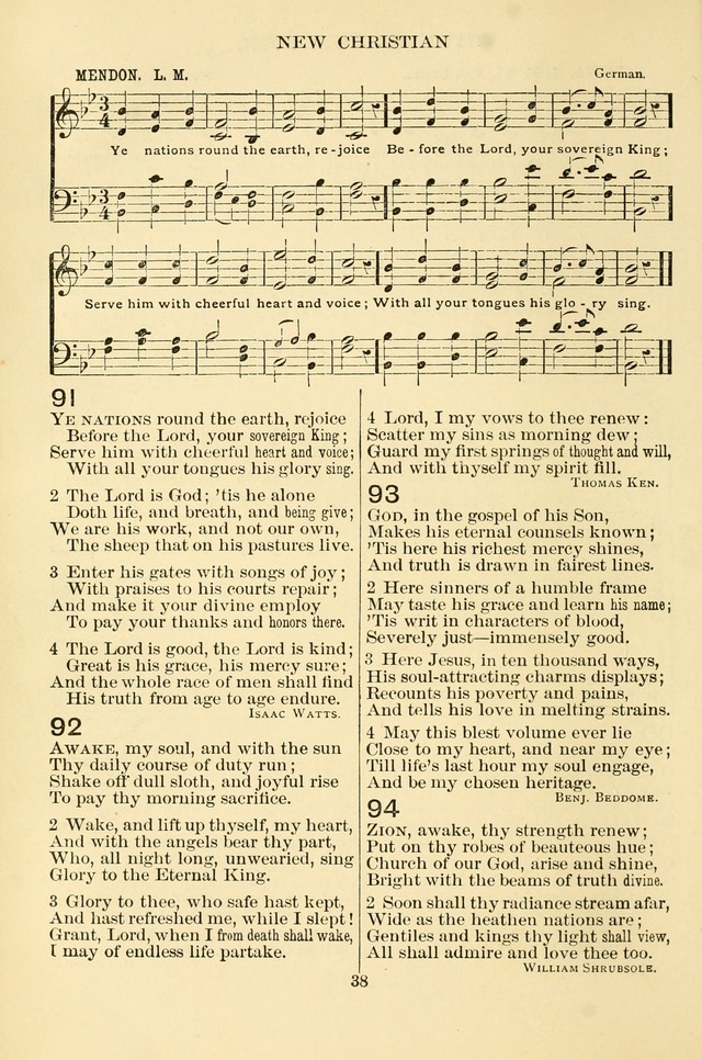 New Christian Hymn and Tune Book page 38