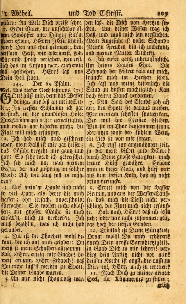 Neu-Eingerichtetes Gesang-Buch in Sich Haltend eine Sammlung (mehrentheils alter) Schöner lehr-reicher underbailicher Lieder... page 109