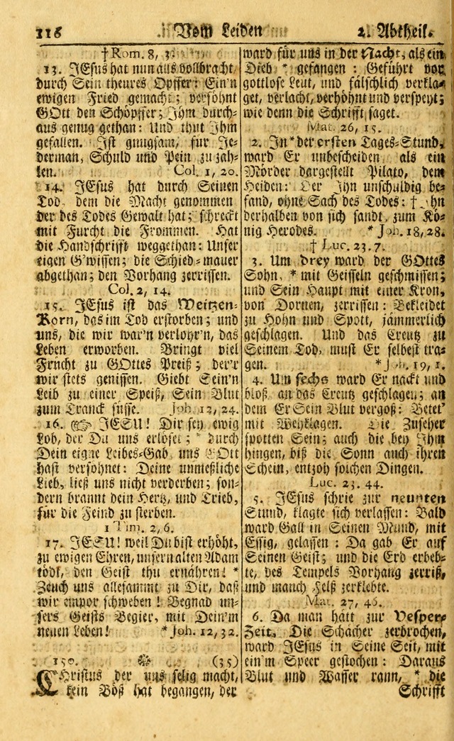 Neu-Eingerichtetes Gesang-Buch in Sich Haltend eine Sammlung (mehrentheils alter) Schöner lehr-reicher underbailicher Lieder... page 116