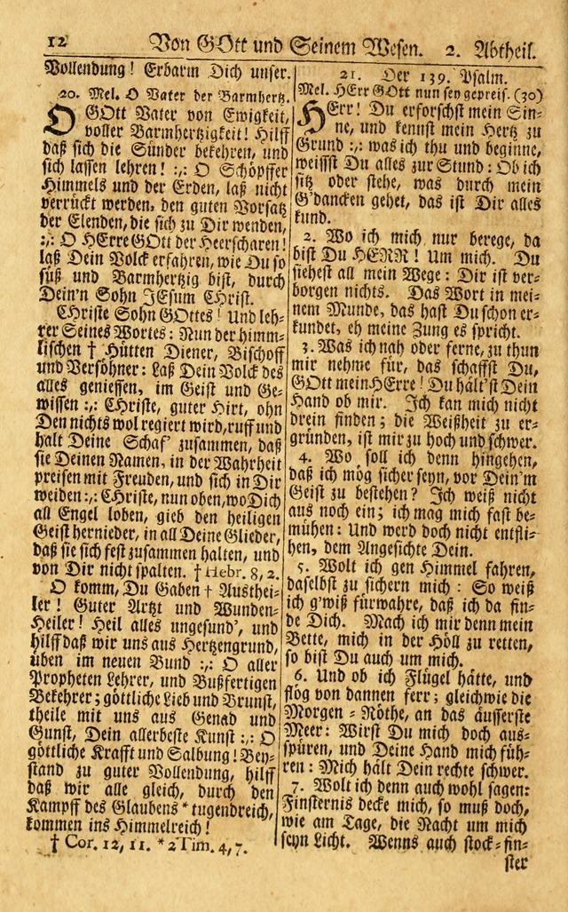 Neu-Eingerichtetes Gesang-Buch in Sich Haltend eine Sammlung (mehrentheils alter) Schöner lehr-reicher underbailicher Lieder... page 12