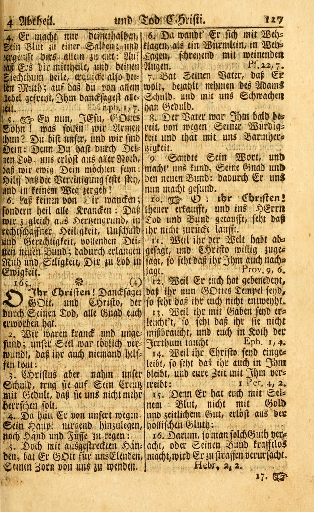 Neu-Eingerichtetes Gesang-Buch in Sich Haltend eine Sammlung (mehrentheils alter) Schöner lehr-reicher underbailicher Lieder... page 127