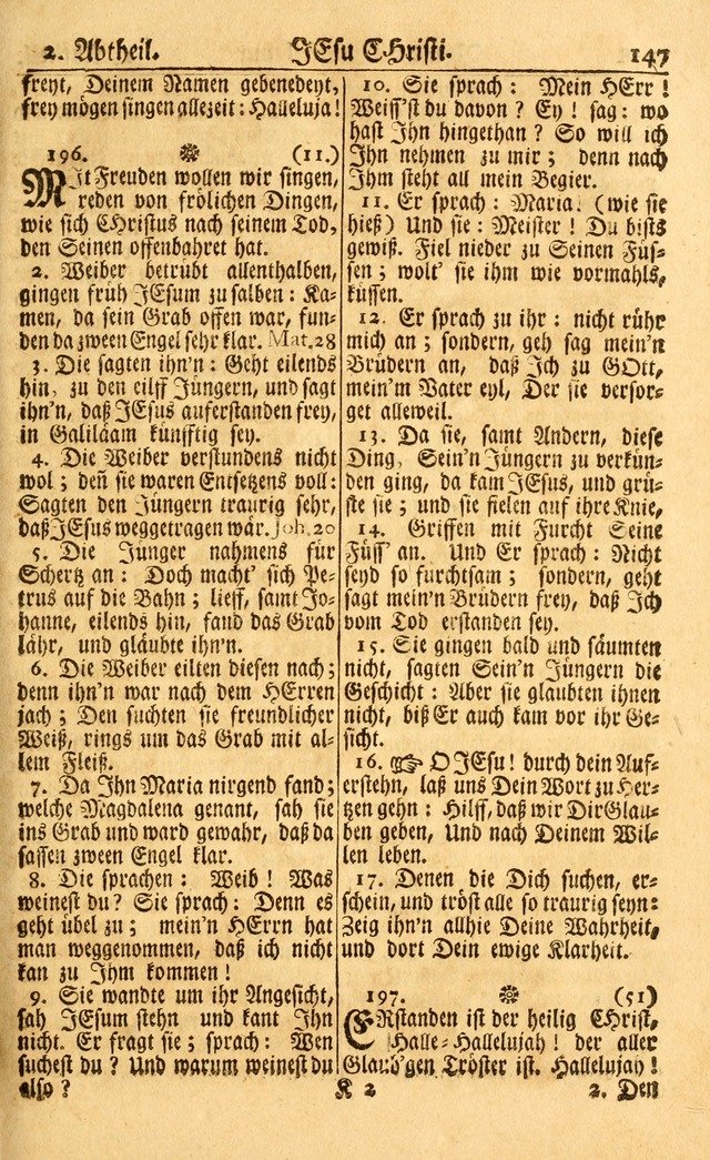 Neu-Eingerichtetes Gesang-Buch in Sich Haltend eine Sammlung (mehrentheils alter) Schöner lehr-reicher underbailicher Lieder... page 147