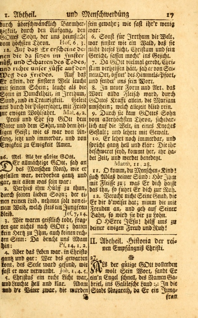 Neu-Eingerichtetes Gesang-Buch in Sich Haltend eine Sammlung (mehrentheils alter) Schöner lehr-reicher underbailicher Lieder... page 17