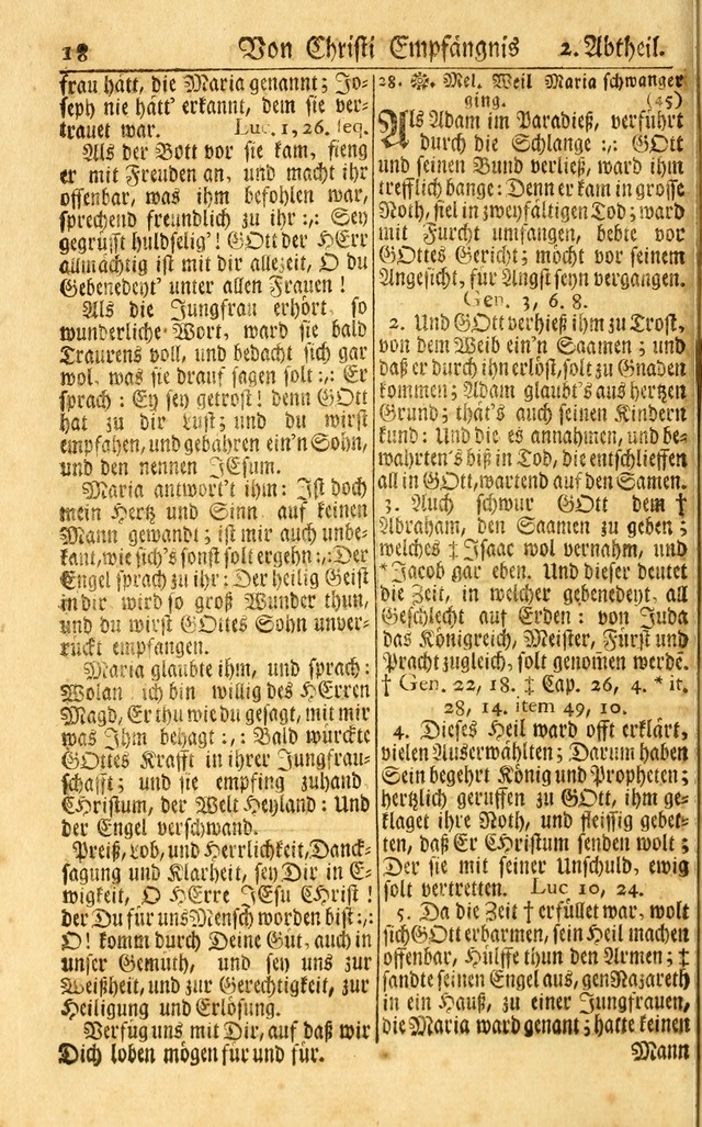 Neu-Eingerichtetes Gesang-Buch in Sich Haltend eine Sammlung (mehrentheils alter) Schöner lehr-reicher underbailicher Lieder... page 18