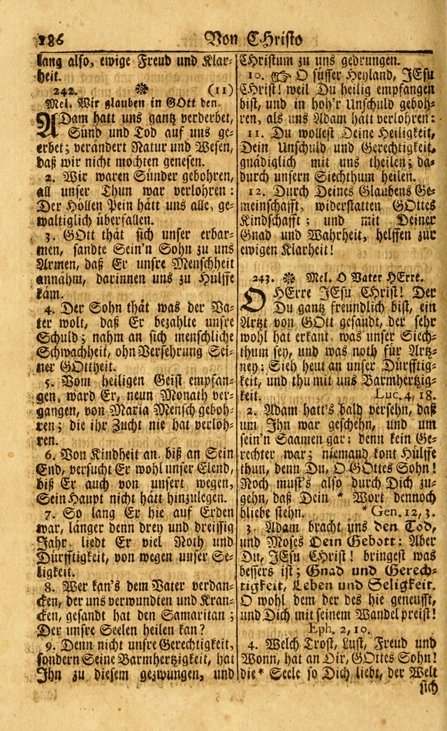 Neu-Eingerichtetes Gesang-Buch in Sich Haltend eine Sammlung (mehrentheils alter) Schöner lehr-reicher underbailicher Lieder... page 186