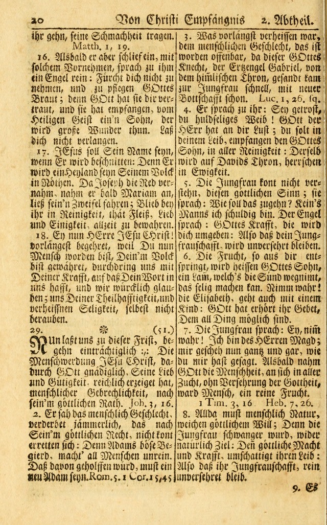 Neu-Eingerichtetes Gesang-Buch in Sich Haltend eine Sammlung (mehrentheils alter) Schöner lehr-reicher underbailicher Lieder... page 20