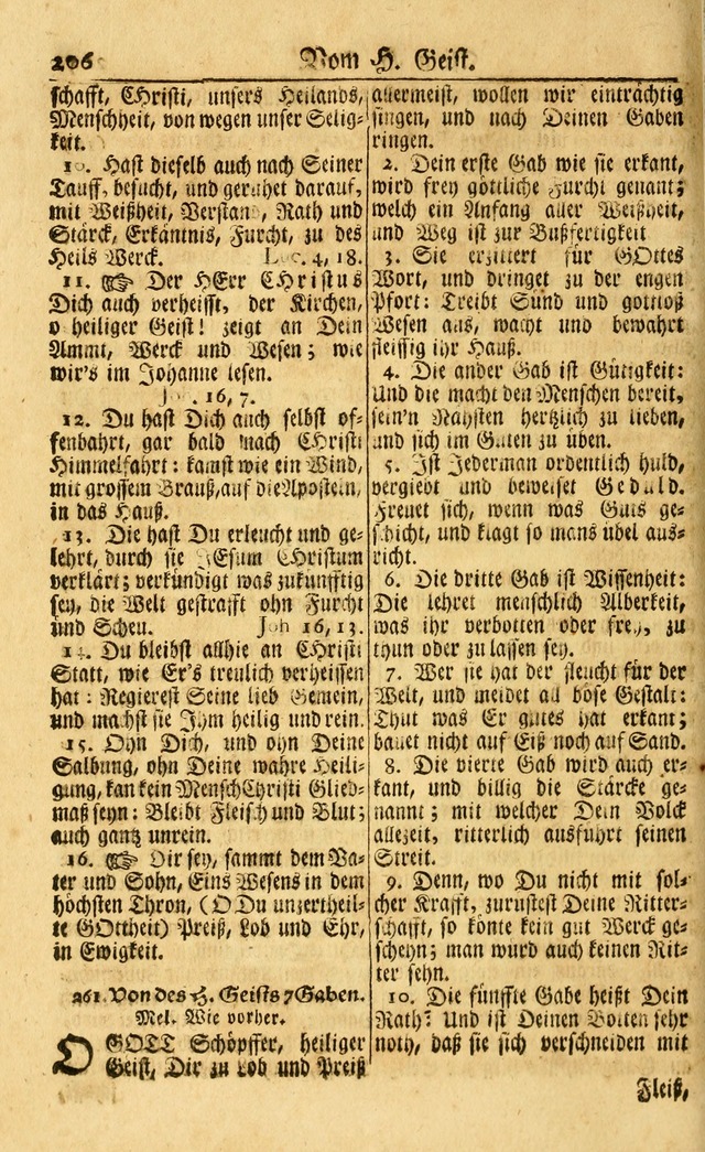 Neu-Eingerichtetes Gesang-Buch in Sich Haltend eine Sammlung (mehrentheils alter) Schöner lehr-reicher underbailicher Lieder... page 206