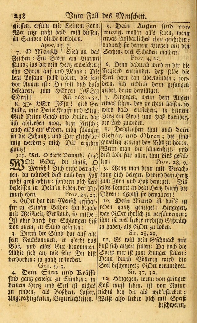 Neu-Eingerichtetes Gesang-Buch in Sich Haltend eine Sammlung (mehrentheils alter) Schöner lehr-reicher underbailicher Lieder... page 238