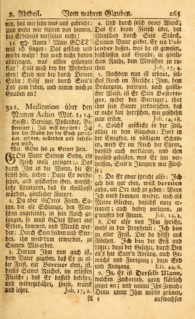 Neu-Eingerichtetes Gesang-Buch in Sich Haltend eine Sammlung (mehrentheils alter) Schöner lehr-reicher underbailicher Lieder... page 265