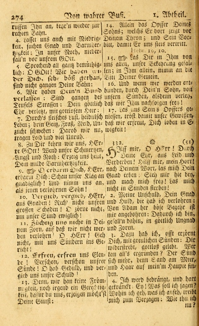 Neu-Eingerichtetes Gesang-Buch in Sich Haltend eine Sammlung (mehrentheils alter) Schöner lehr-reicher underbailicher Lieder... page 274