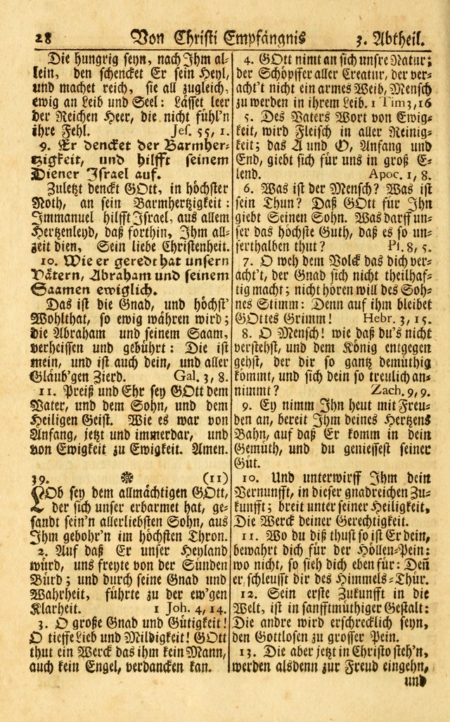 Neu-Eingerichtetes Gesang-Buch in Sich Haltend eine Sammlung (mehrentheils alter) Schöner lehr-reicher underbailicher Lieder... page 28