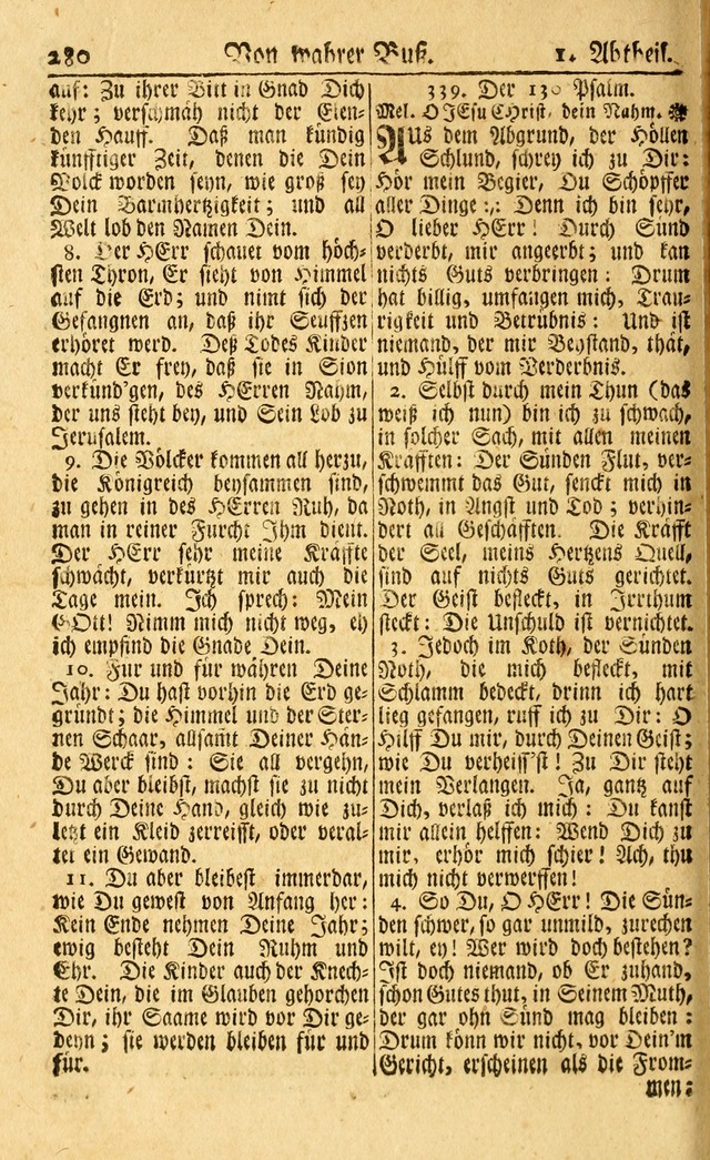 Neu-Eingerichtetes Gesang-Buch in Sich Haltend eine Sammlung (mehrentheils alter) Schöner lehr-reicher underbailicher Lieder... page 280