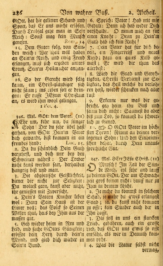 Neu-Eingerichtetes Gesang-Buch in Sich Haltend eine Sammlung (mehrentheils alter) Schöner lehr-reicher underbailicher Lieder... page 286