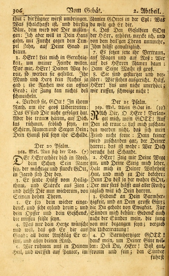 Neu-Eingerichtetes Gesang-Buch in Sich Haltend eine Sammlung (mehrentheils alter) Schöner lehr-reicher underbailicher Lieder... page 306