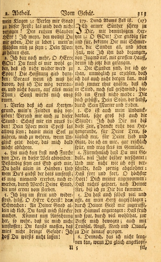 Neu-Eingerichtetes Gesang-Buch in Sich Haltend eine Sammlung (mehrentheils alter) Schöner lehr-reicher underbailicher Lieder... page 313