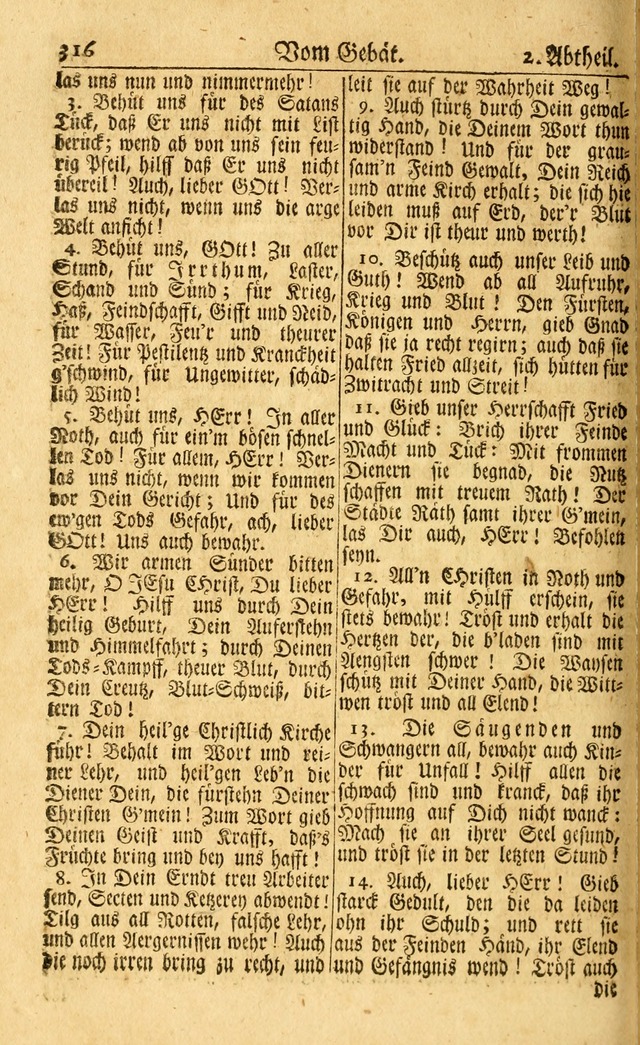 Neu-Eingerichtetes Gesang-Buch in Sich Haltend eine Sammlung (mehrentheils alter) Schöner lehr-reicher underbailicher Lieder... page 316