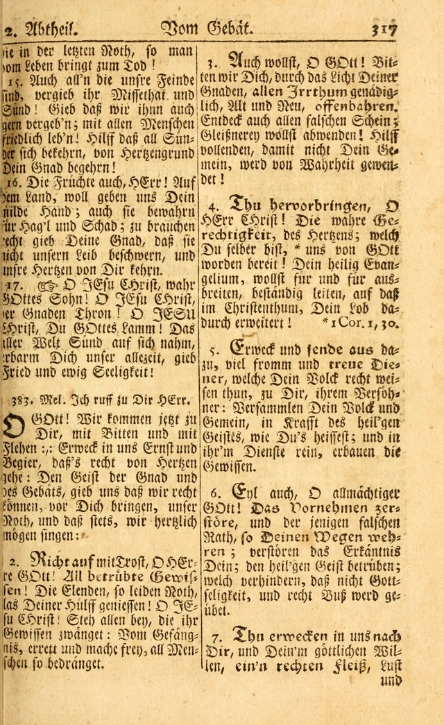 Neu-Eingerichtetes Gesang-Buch in Sich Haltend eine Sammlung (mehrentheils alter) Schöner lehr-reicher underbailicher Lieder... page 317