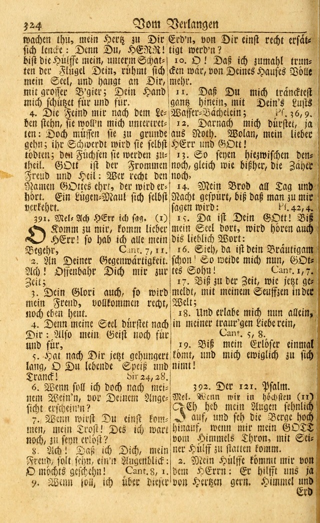 Neu-Eingerichtetes Gesang-Buch in Sich Haltend eine Sammlung (mehrentheils alter) Schöner lehr-reicher underbailicher Lieder... page 324