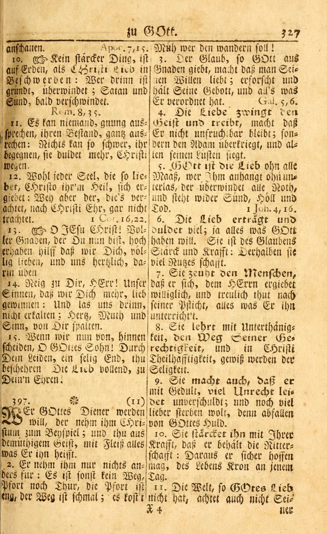 Neu-Eingerichtetes Gesang-Buch in Sich Haltend eine Sammlung (mehrentheils alter) Schöner lehr-reicher underbailicher Lieder... page 327