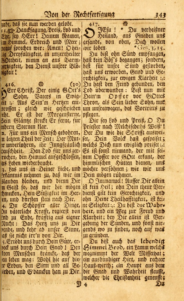 Neu-Eingerichtetes Gesang-Buch in Sich Haltend eine Sammlung (mehrentheils alter) Schöner lehr-reicher underbailicher Lieder... page 343