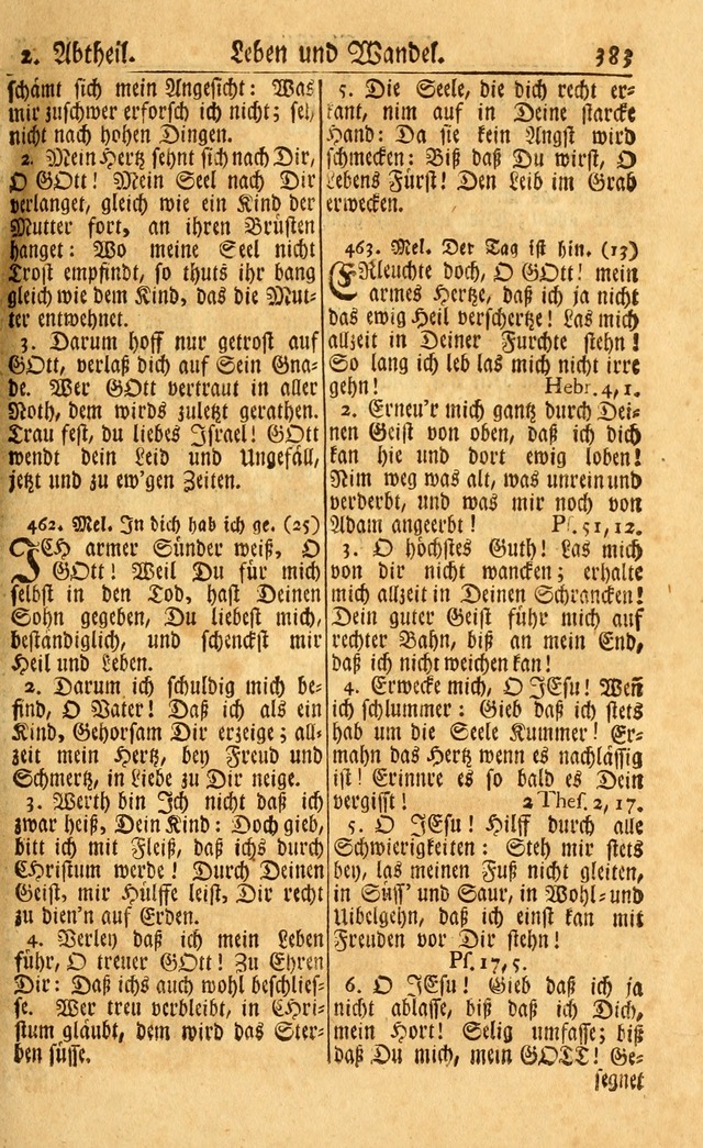 Neu-Eingerichtetes Gesang-Buch in Sich Haltend eine Sammlung (mehrentheils alter) Schöner lehr-reicher underbailicher Lieder... page 385