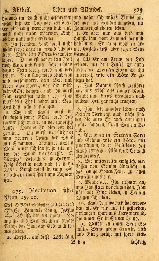 Neu-Eingerichtetes Gesang-Buch in Sich Haltend eine Sammlung (mehrentheils alter) Schöner lehr-reicher underbailicher Lieder... page 395