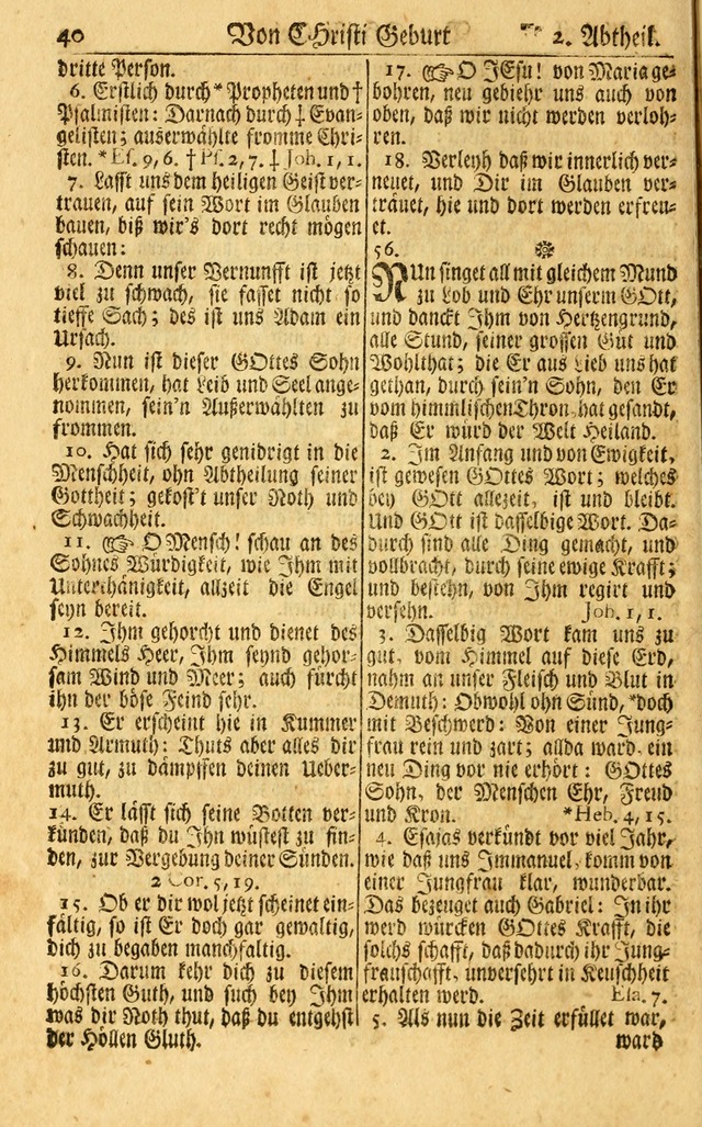 Neu-Eingerichtetes Gesang-Buch in Sich Haltend eine Sammlung (mehrentheils alter) Schöner lehr-reicher underbailicher Lieder... page 40