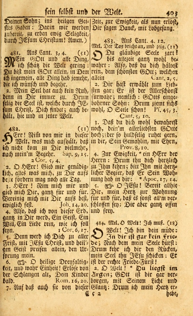 Neu-Eingerichtetes Gesang-Buch in Sich Haltend eine Sammlung (mehrentheils alter) Schöner lehr-reicher underbailicher Lieder... page 405