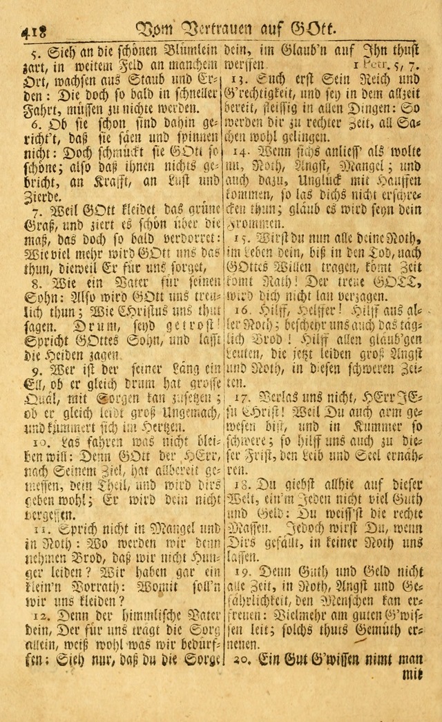 Neu-Eingerichtetes Gesang-Buch in Sich Haltend eine Sammlung (mehrentheils alter) Schöner lehr-reicher underbailicher Lieder... page 420