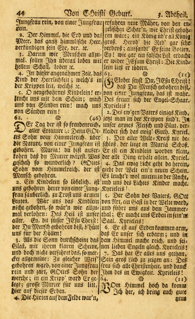 Neu-Eingerichtetes Gesang-Buch in Sich Haltend eine Sammlung (mehrentheils alter) Schöner lehr-reicher underbailicher Lieder... page 44