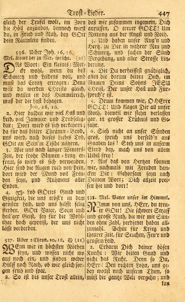 Neu-Eingerichtetes Gesang-Buch in Sich Haltend eine Sammlung (mehrentheils alter) Schöner lehr-reicher underbailicher Lieder... page 449