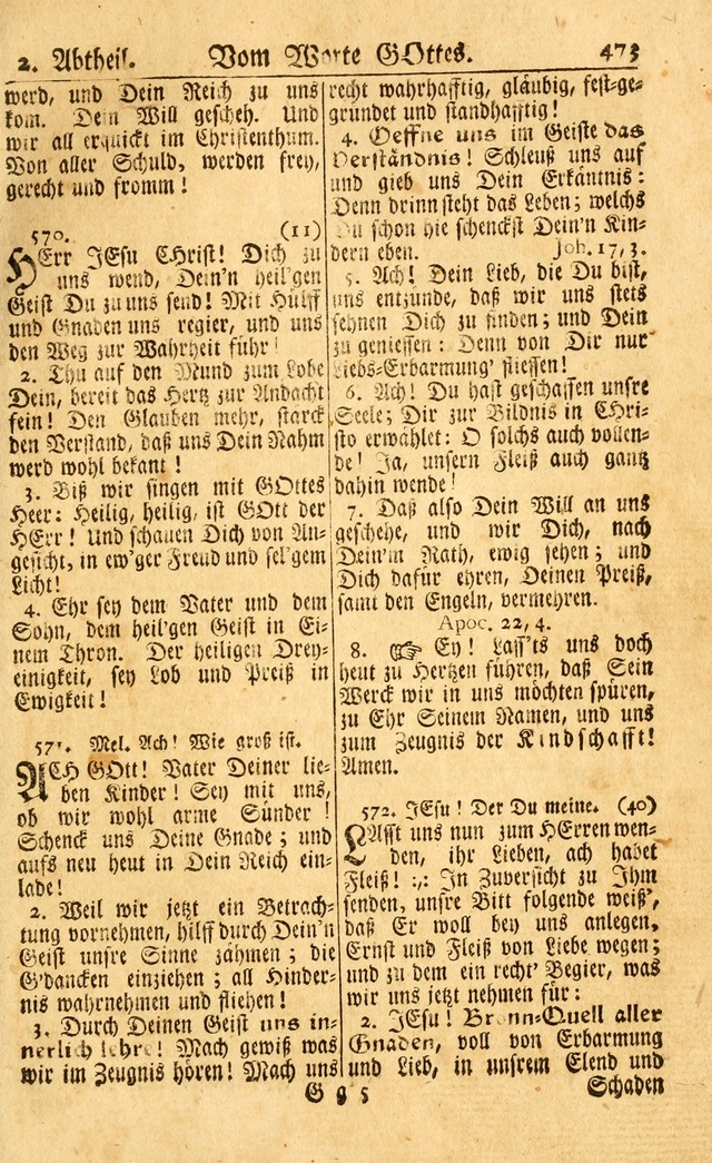 Neu-Eingerichtetes Gesang-Buch in Sich Haltend eine Sammlung (mehrentheils alter) Schöner lehr-reicher underbailicher Lieder... page 475