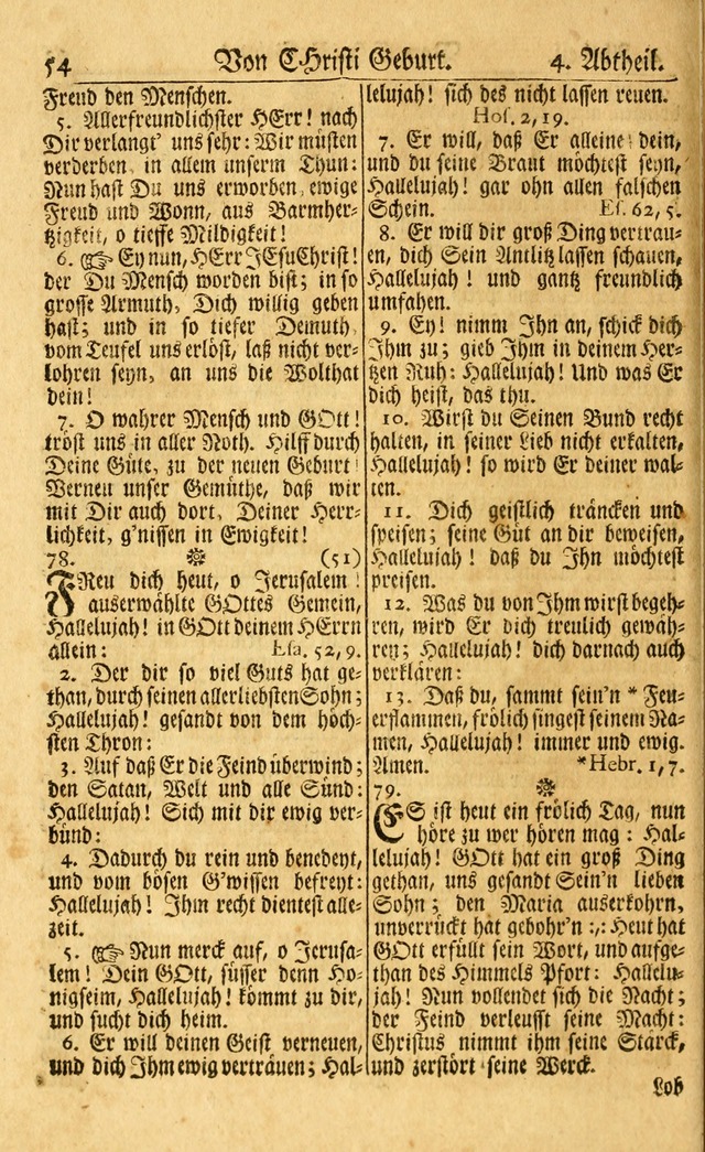 Neu-Eingerichtetes Gesang-Buch in Sich Haltend eine Sammlung (mehrentheils alter) Schöner lehr-reicher underbailicher Lieder... page 54