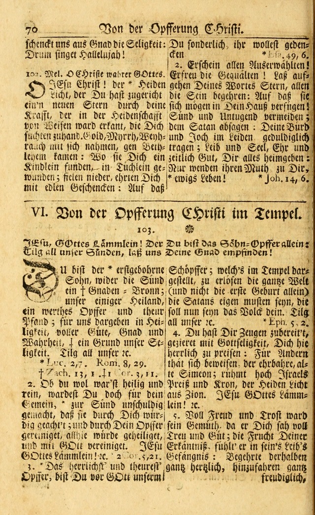 Neu-Eingerichtetes Gesang-Buch in Sich Haltend eine Sammlung (mehrentheils alter) Schöner lehr-reicher underbailicher Lieder... page 70