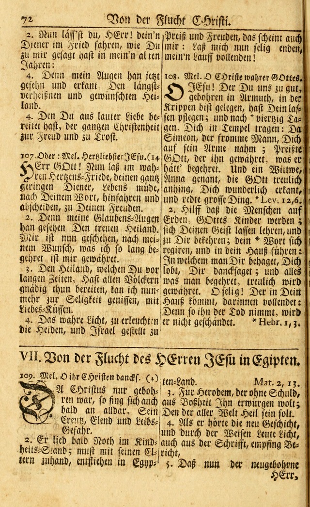 Neu-Eingerichtetes Gesang-Buch in Sich Haltend eine Sammlung (mehrentheils alter) Schöner lehr-reicher underbailicher Lieder... page 72