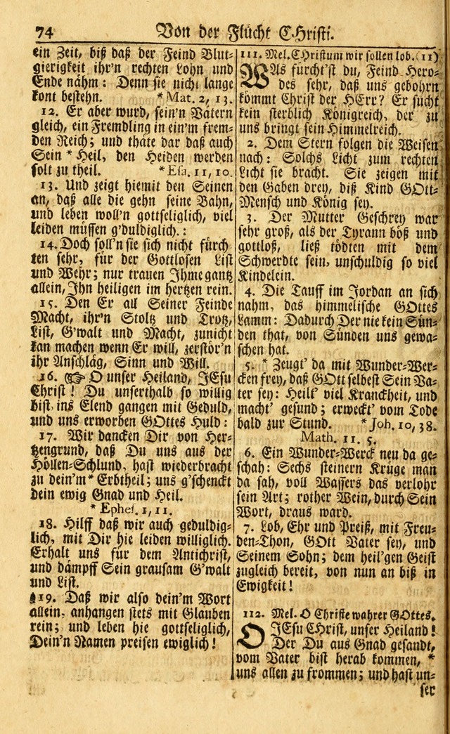 Neu-Eingerichtetes Gesang-Buch in Sich Haltend eine Sammlung (mehrentheils alter) Schöner lehr-reicher underbailicher Lieder... page 74