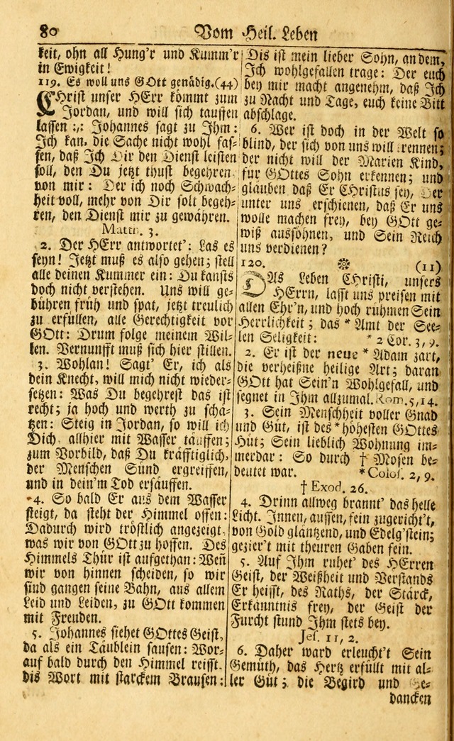 Neu-Eingerichtetes Gesang-Buch in Sich Haltend eine Sammlung (mehrentheils alter) Schöner lehr-reicher underbailicher Lieder... page 80